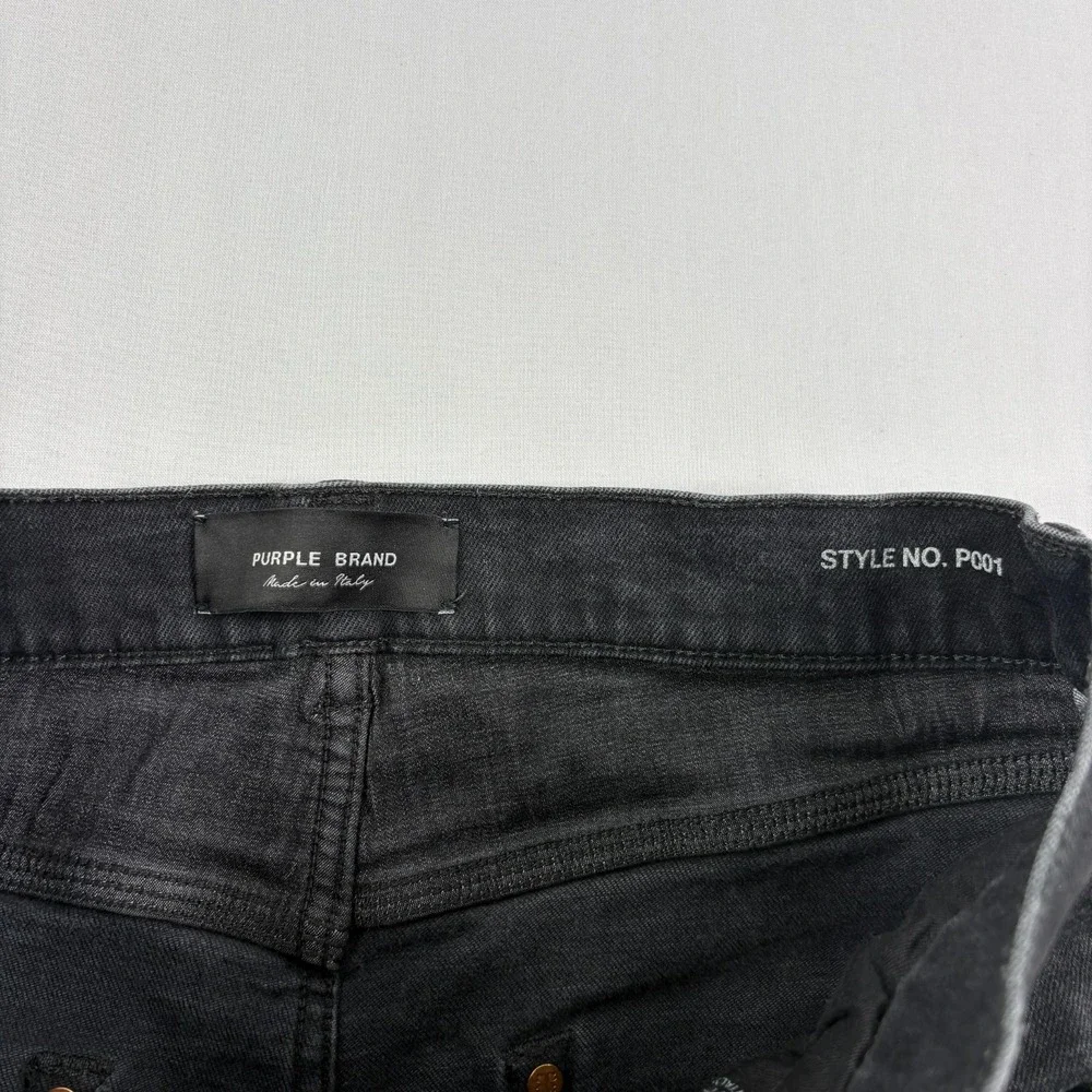 Purple Brand Jeans Mens 34x32 Black P001 Skinny Denim Button Fly - Picture 6 of 15